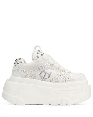 Naked Wolfe Fantasy Diamonds Women's Sneakers White Singapore | O9U-5750