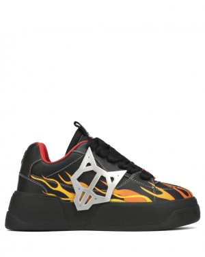 Naked Wolfe Kosa Flames Men's Sneakers Black Singapore | M9Y-4237