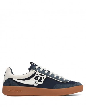 Naked Wolfe Palm Men's Sneakers Navy Singapore | W7J-6117