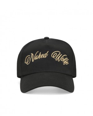 Naked Wolfe Signature Unconstructed Cap Men's Hats Black / Gold Singapore | X6E-6214