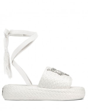 Naked Wolfe Surf Raffia Women's Sandals White Singapore | O1A-8696