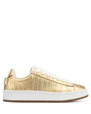 Naked Wolfe Suri Eel Print Women's Sneakers Gold Singapore | F6A-7789