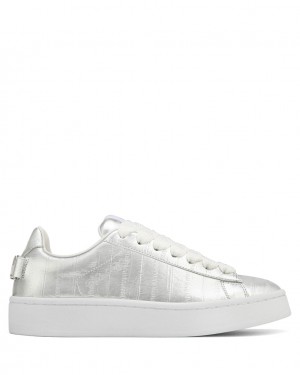 Naked Wolfe Suri Eel Print Women's Sneakers Silver Singapore | B8L-2816