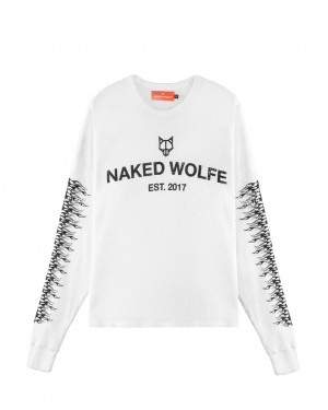 Naked Wolfe Thermal Men's Sweatshirts White Singapore | E8G-0533