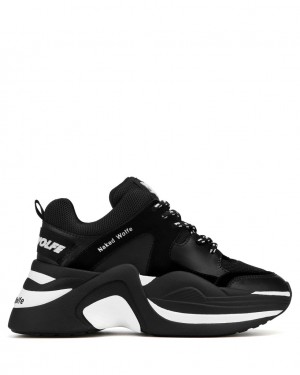 Naked Wolfe Track Double Women's Sneakers Black Singapore | P2M-9950