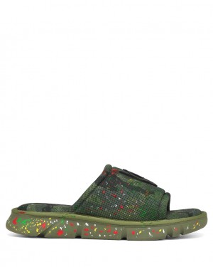 Naked Wolfe Vegas Army Men's Slides Green Singapore | B0U-0826