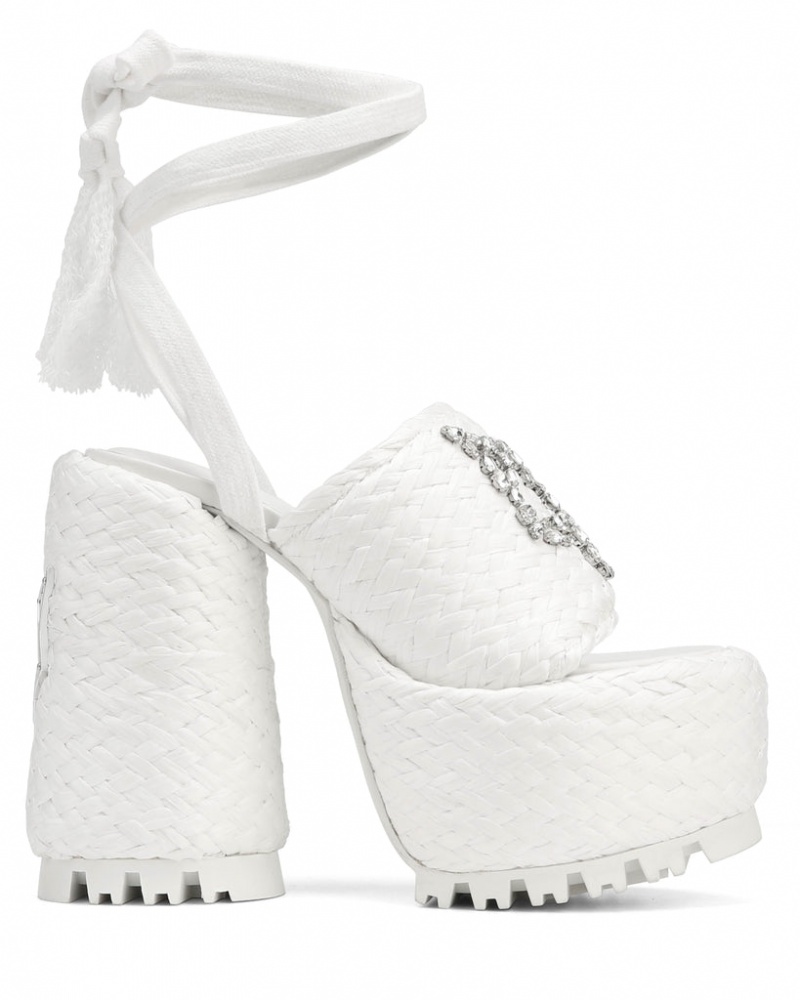 Naked Wolfe Beach Raffia Women\'s Heels White Singapore | J8L-4876