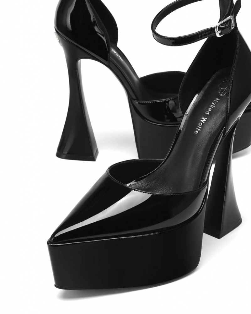 Naked Wolfe Daria Patent Women's Heels Black Singapore | H2T-0612