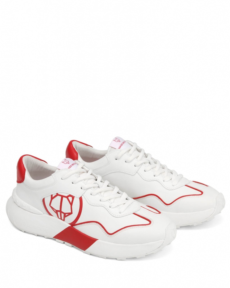 Naked Wolfe Drought Men's Sneakers White / Red Singapore | D3J-6326