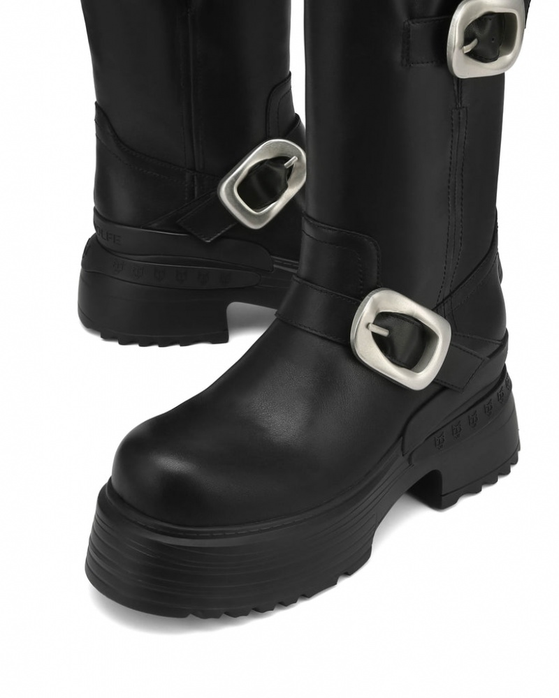 Naked Wolfe Earth Cow Women's Boots Black Singapore | M2L-9150