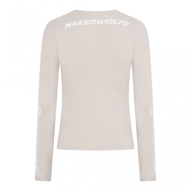 Naked Wolfe Esme Long Sleeve Gym Top Women's Activewear White Singapore | L5E-9901