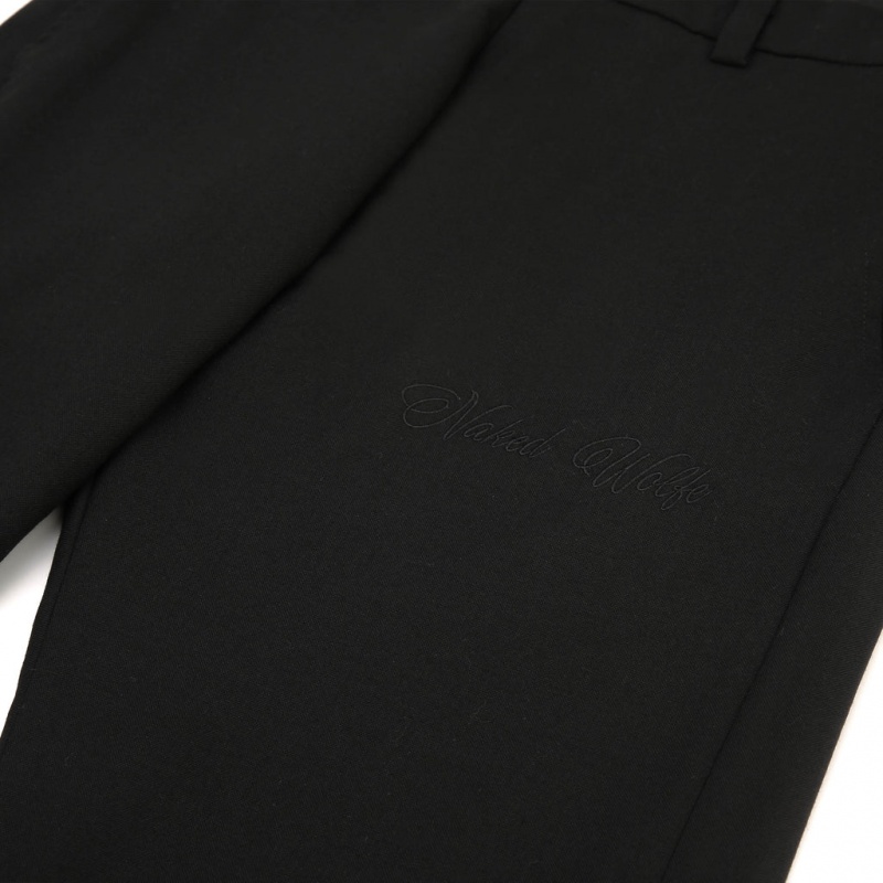 Naked Wolfe Flared Trousers Wool Men's Pants Black Singapore | J5V-7107