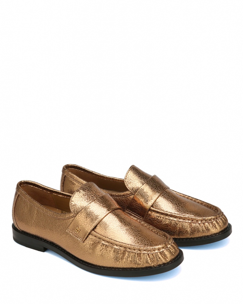 Naked Wolfe Goldie Foil Sheep Women's Loafers Gold Singapore | W4R-0337