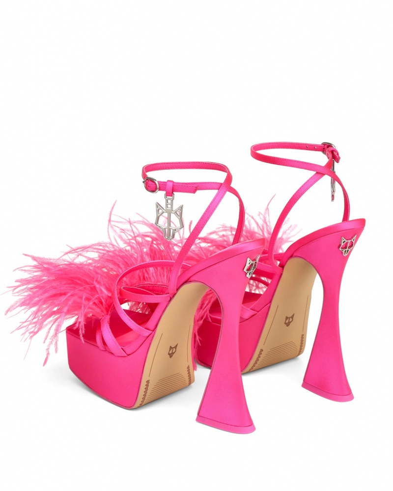 Naked Wolfe Hope Feather Women's Heels Pink Singapore | B9U-0870