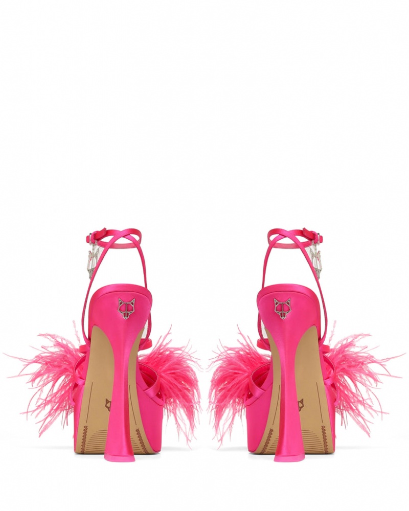 Naked Wolfe Hope Feather Women's Heels Pink Singapore | B9U-0870