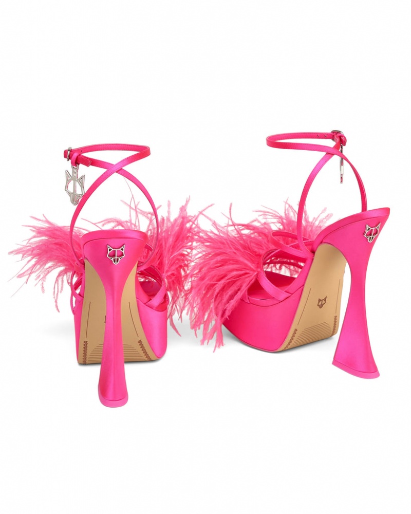 Naked Wolfe Hope Feather Women's Heels Pink Singapore | B9U-0870