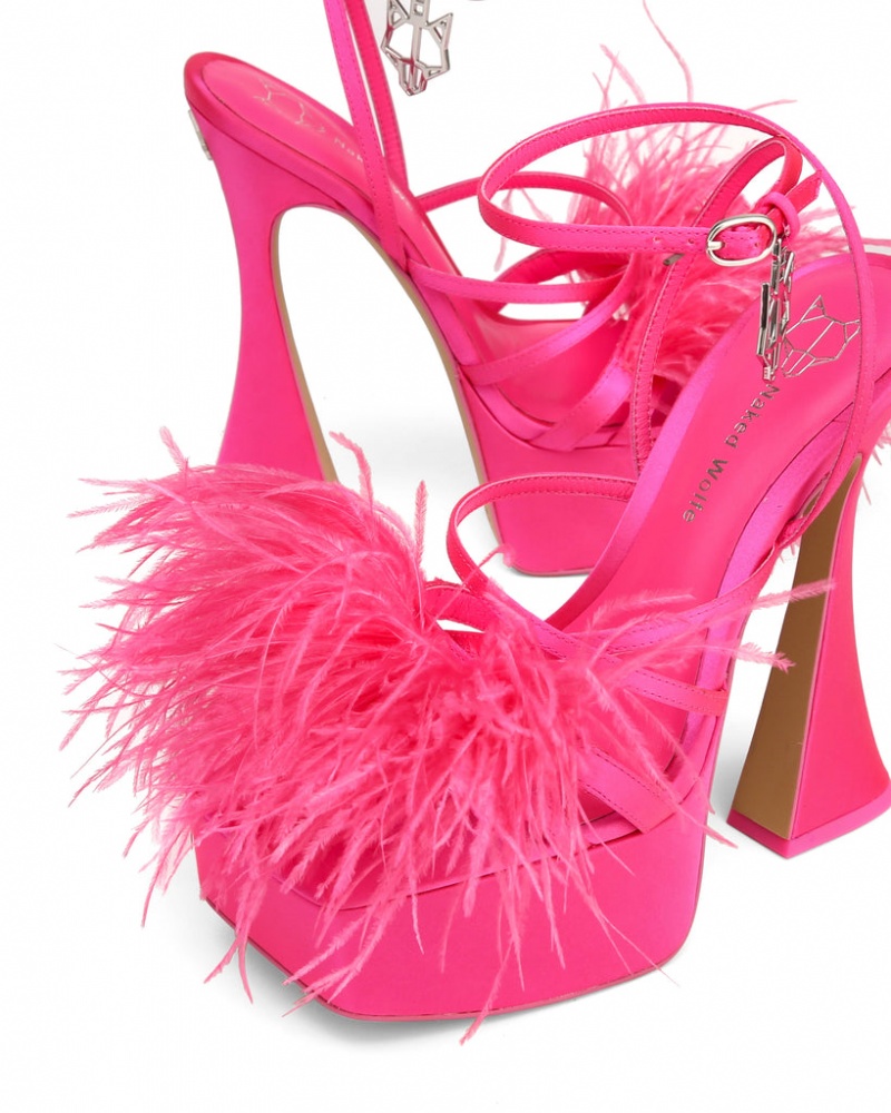 Naked Wolfe Hope Feather Women's Heels Pink Singapore | B9U-0870