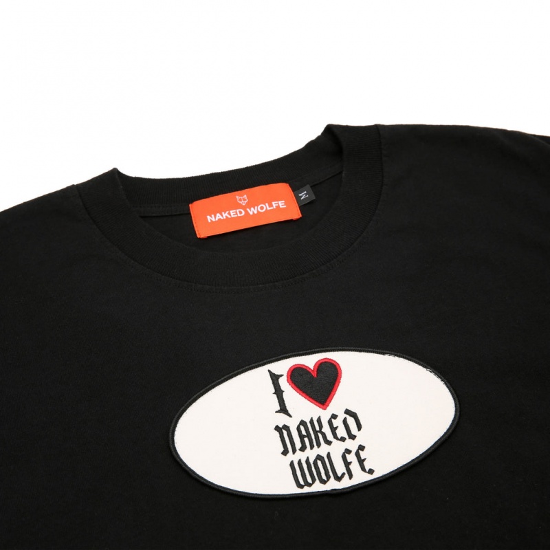 Naked Wolfe I Love Men's T Shirts Black Singapore | X6L-7622