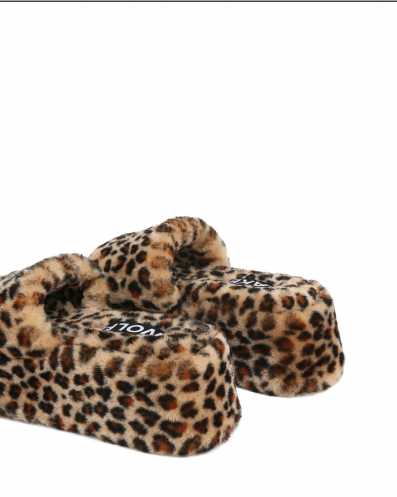 Naked Wolfe Ivy Shearling Print Women's Sandals Leopard Singapore | W3D-5365