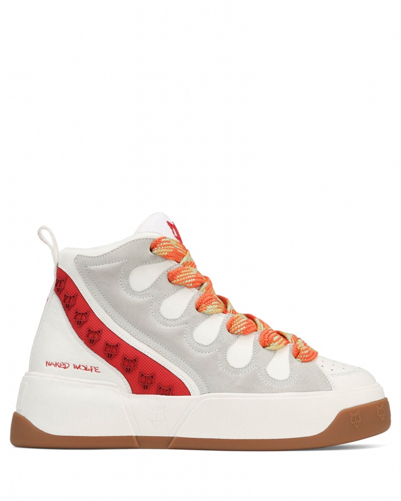 Naked Wolfe King Men's Sneakers White / Red Singapore | B4M-5865