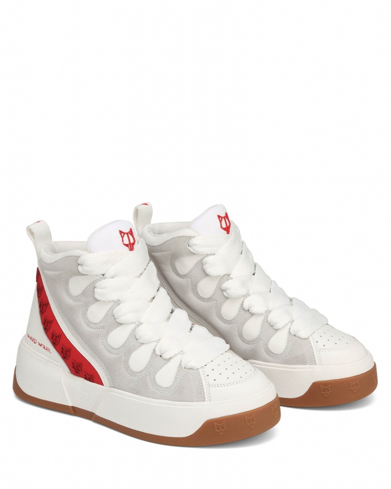 Naked Wolfe King Men's Sneakers White / Red Singapore | B4M-5865