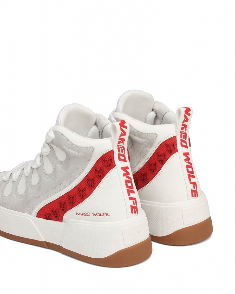 Naked Wolfe King Men's Sneakers White / Red Singapore | B4M-5865