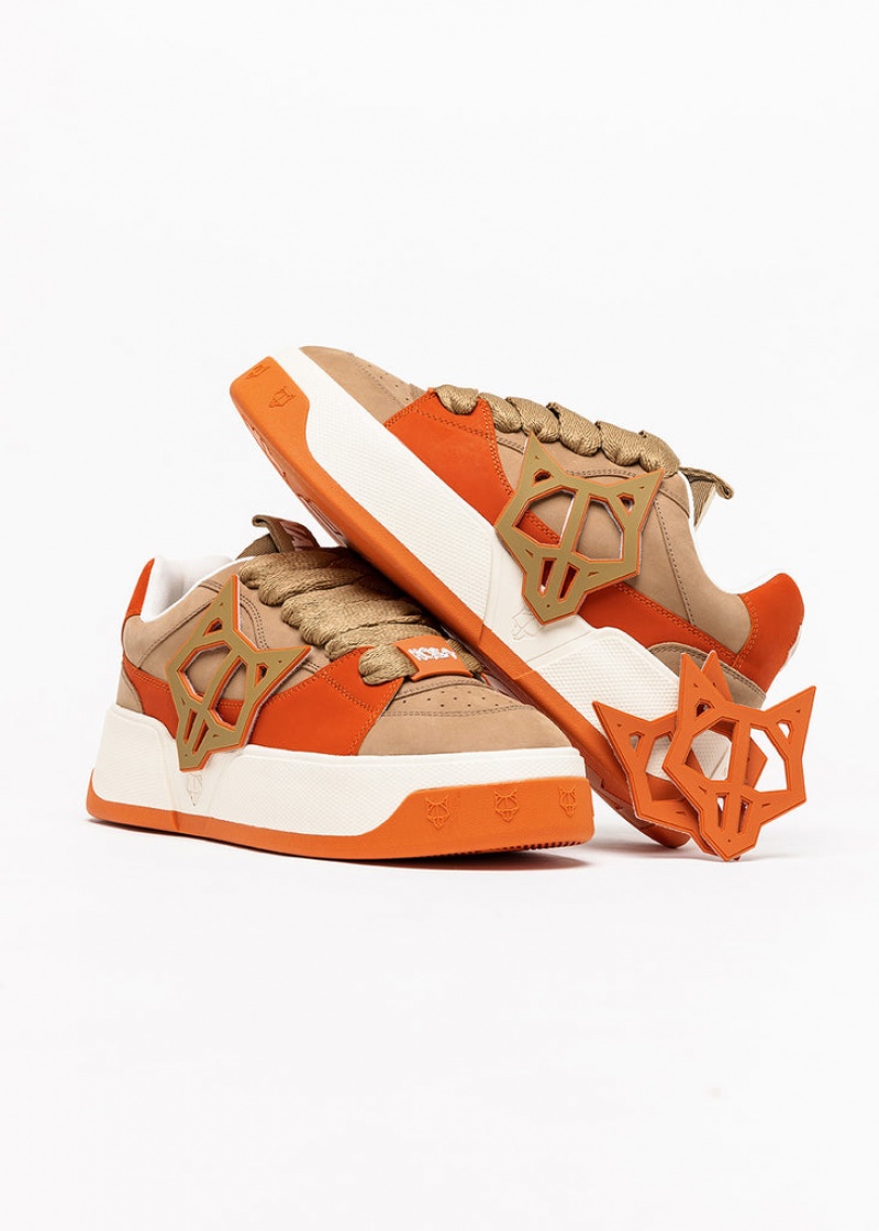 Naked Wolfe Kosa Creme Men's Sneakers Brown / Orange Singapore | L6T-6004