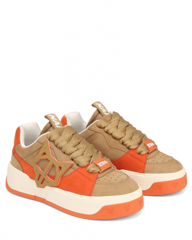 Naked Wolfe Kosa Creme Men's Sneakers Brown / Orange Singapore | L6T-6004