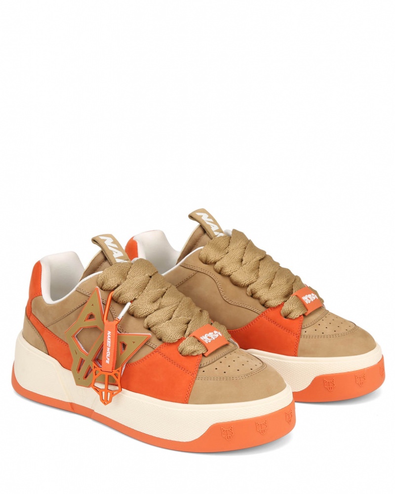 Naked Wolfe Kosa Creme Men's Sneakers Brown / Orange Singapore | L6T-6004