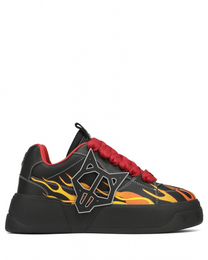 Naked Wolfe Kosa Flames Men's Sneakers Black Singapore | M9Y-4237