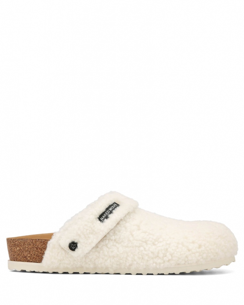 Naked Wolfe Malta Creme Shearling Men\'s Slides White Singapore | N4G-5442