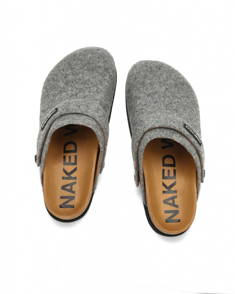 Naked Wolfe Malta Felt Men's Slides Grey Singapore | S4C-5475