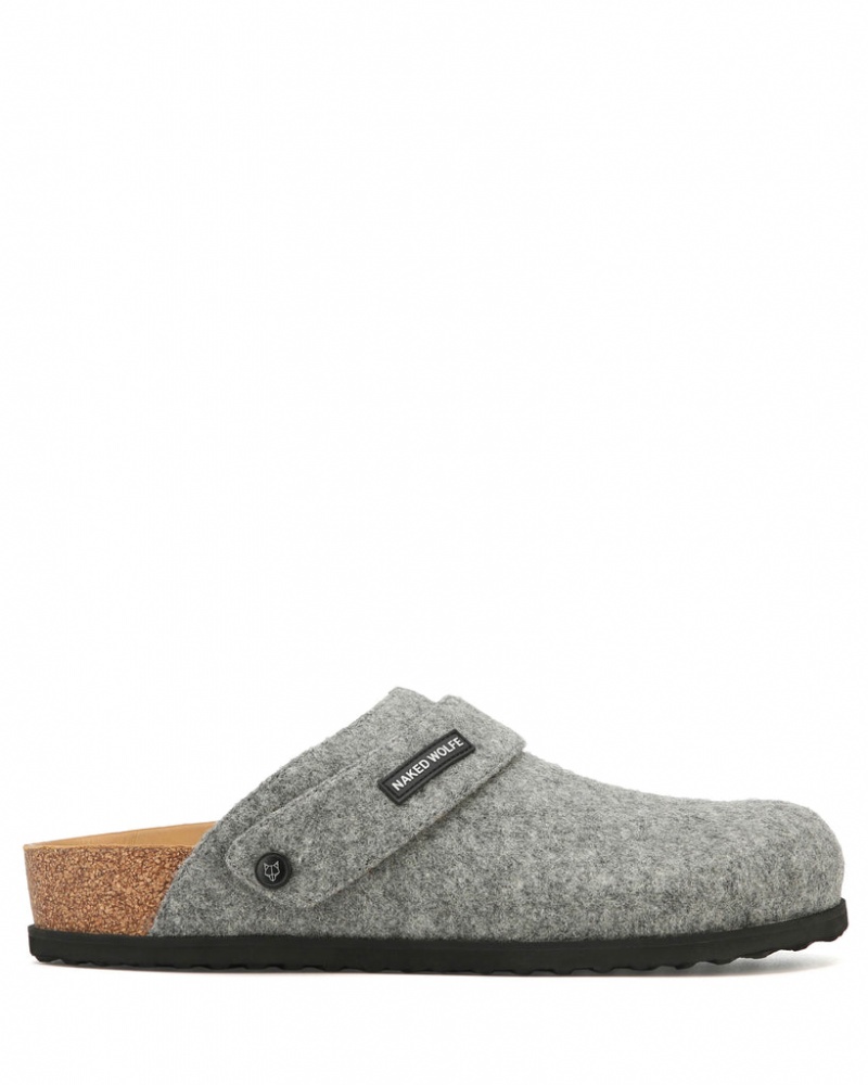 Naked Wolfe Malta Felt Men\'s Slides Grey Singapore | S4C-5475