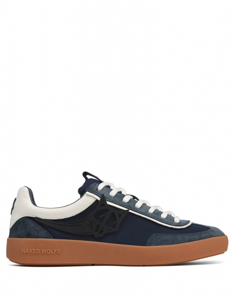 Naked Wolfe Palm Men's Sneakers Navy Singapore | W7J-6117