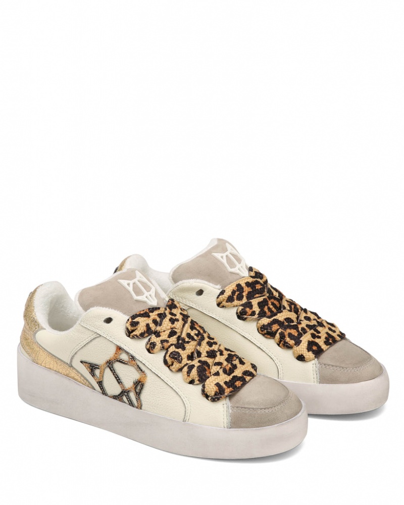 Naked Wolfe Ram Women's Sneakers White / Gold Singapore | S8T-3668