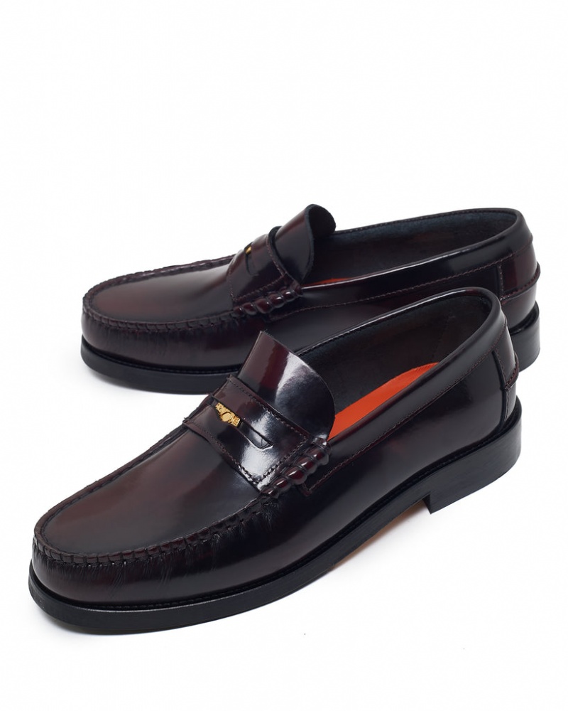 Naked Wolfe Riviera Box Men's Loafers Burgundy Singapore | Z8F-7076