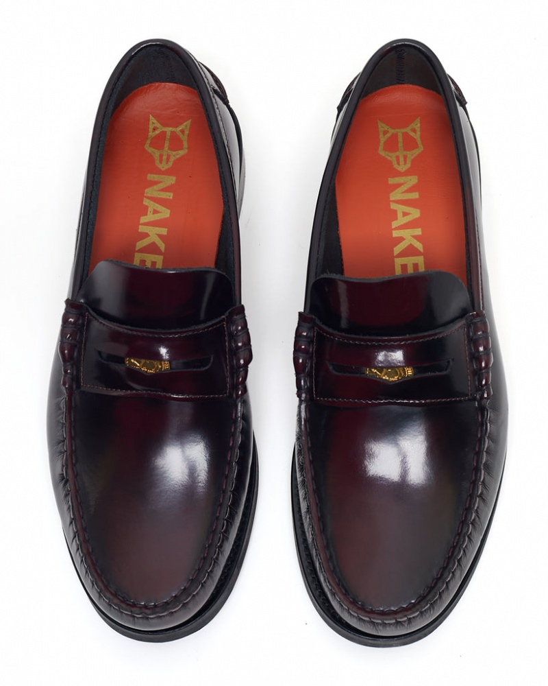 Naked Wolfe Riviera Box Men's Loafers Burgundy Singapore | Z8F-7076