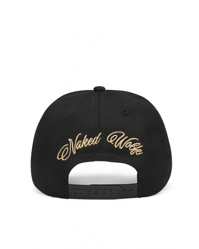 Naked Wolfe Signature Unconstructed Cap Men's Hats Black / Gold Singapore | X6E-6214