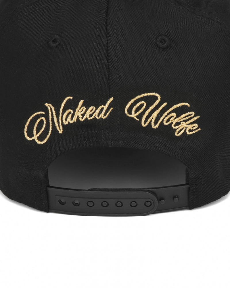 Naked Wolfe Signature Unconstructed Cap Men's Hats Black / Gold Singapore | X6E-6214