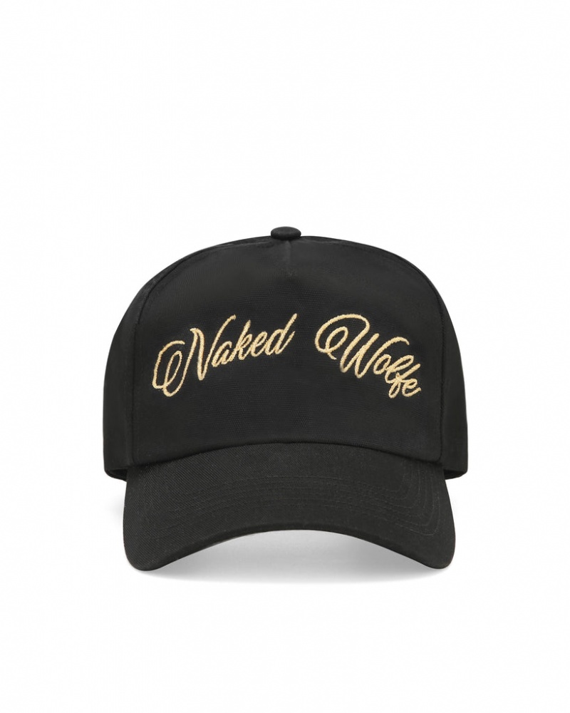 Naked Wolfe Signature Unconstructed Cap Men\'s Hats Black / Gold Singapore | X6E-6214