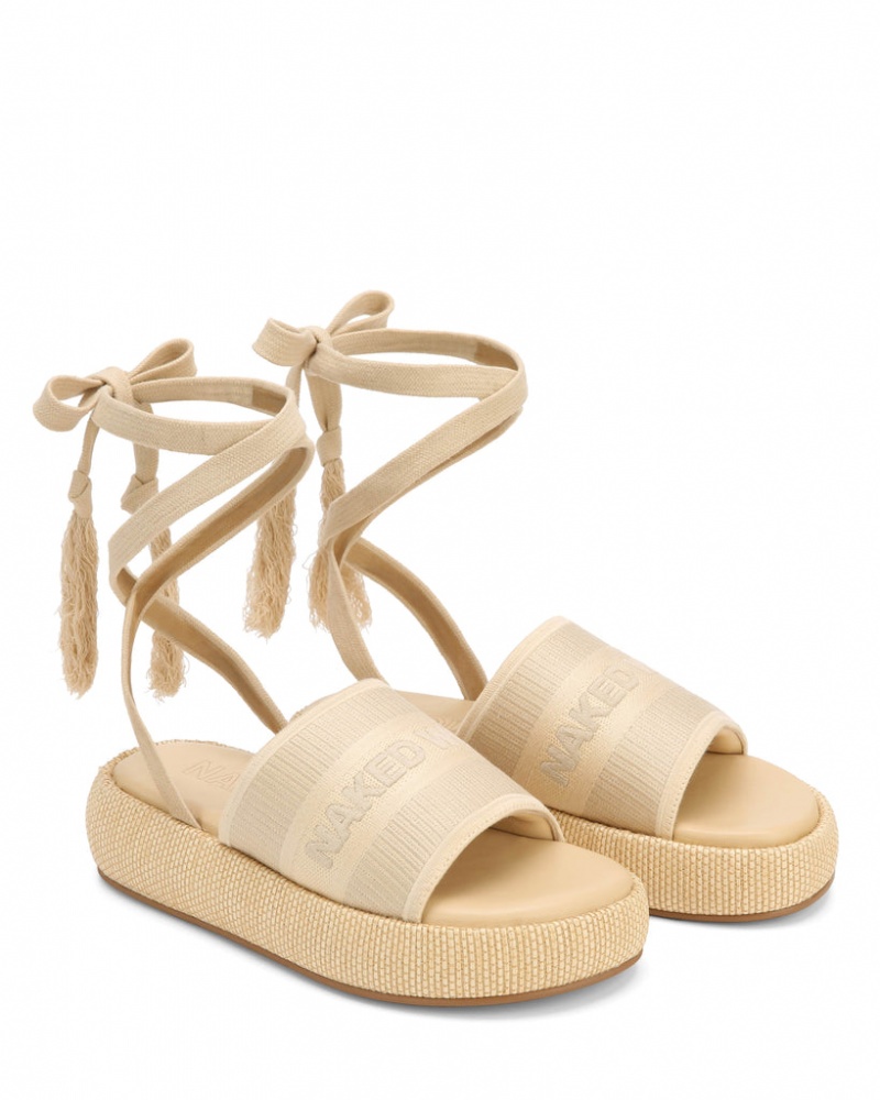 Naked Wolfe Surf Raffia Women's Sandals Beige Singapore | H2U-0313