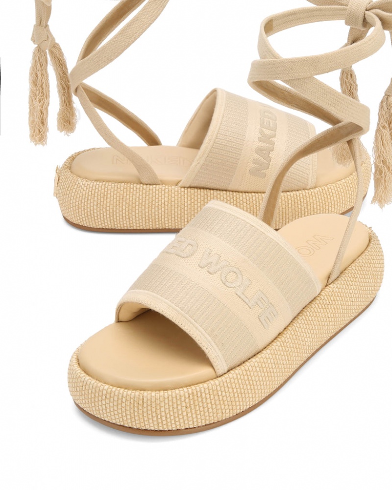 Naked Wolfe Surf Raffia Women's Sandals Beige Singapore | H2U-0313