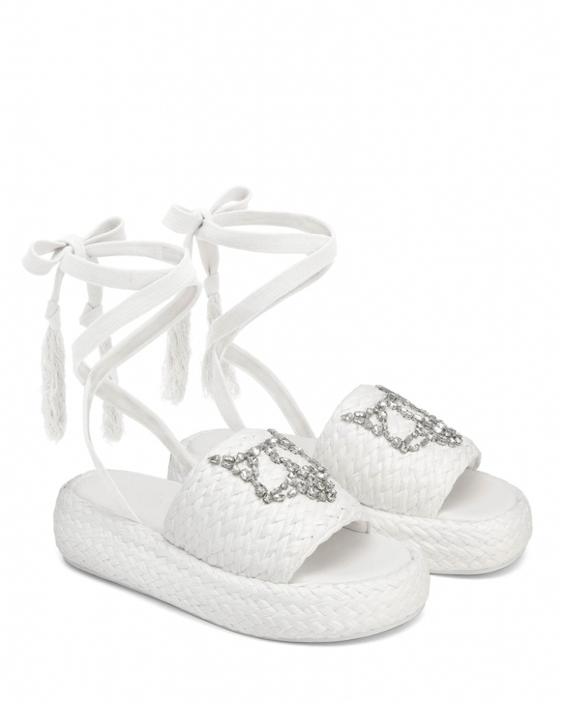 Naked Wolfe Surf Raffia Women's Sandals White Singapore | O1A-8696