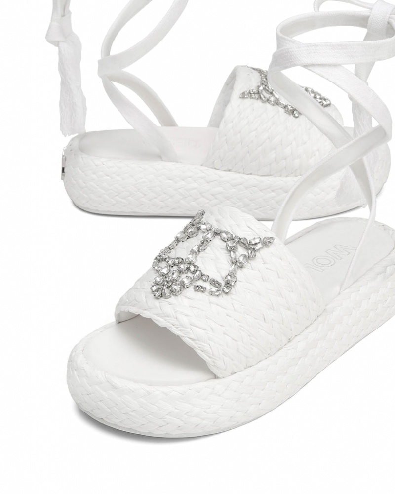 Naked Wolfe Surf Raffia Women's Sandals White Singapore | O1A-8696