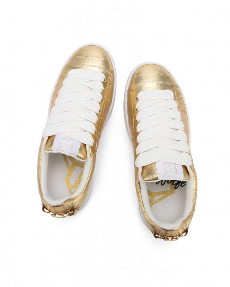 Naked Wolfe Suri Eel Print Women's Sneakers Gold Singapore | F6A-7789