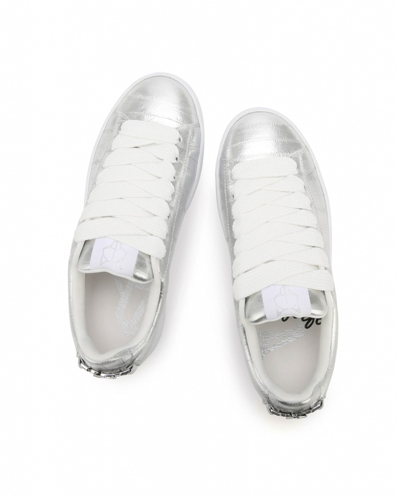 Naked Wolfe Suri Eel Print Women's Sneakers Silver Singapore | B8L-2816