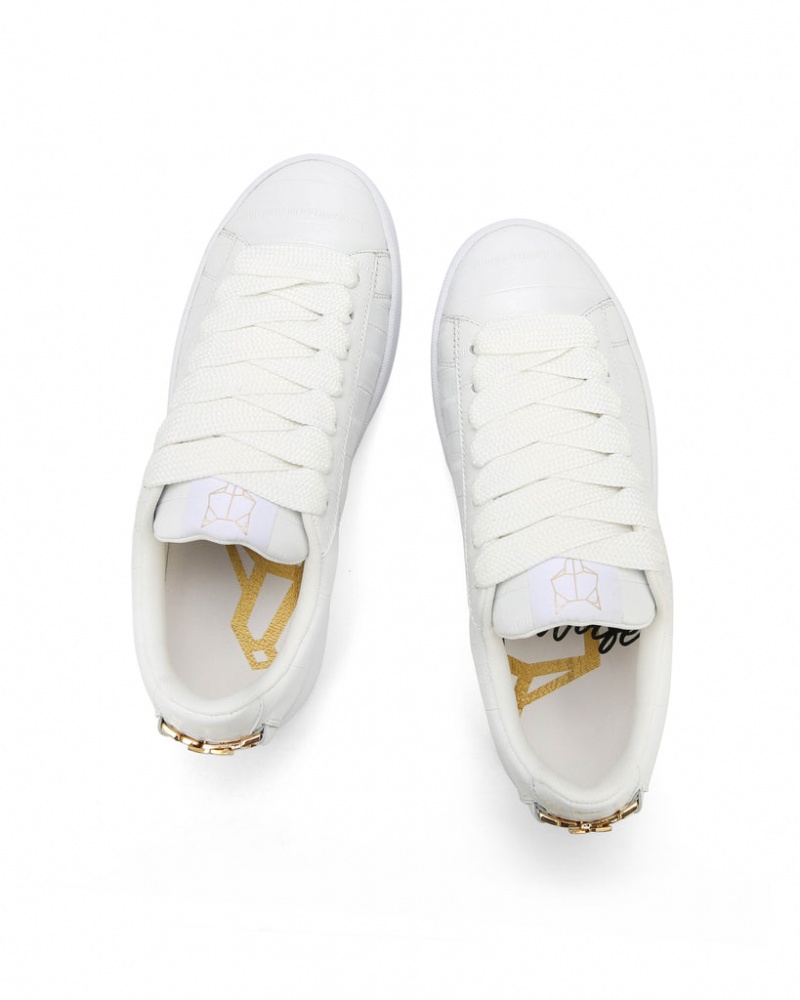 Naked Wolfe Suri Eel Print Women's Sneakers White Singapore | X8Q-2103