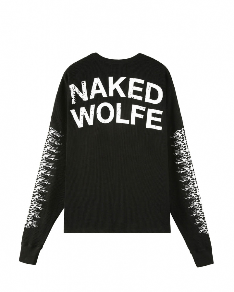 Naked Wolfe Thermal Men's Sweatshirts Black Singapore | L6Q-1627