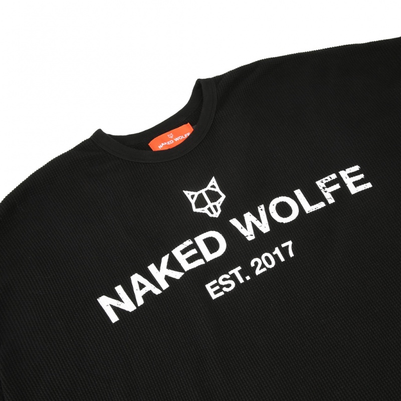 Naked Wolfe Thermal Men's Sweatshirts Black Singapore | L6Q-1627