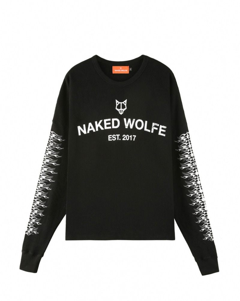 Naked Wolfe Thermal Men\'s Sweatshirts Black Singapore | L6Q-1627